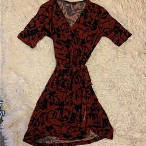 Red and black wrap dress